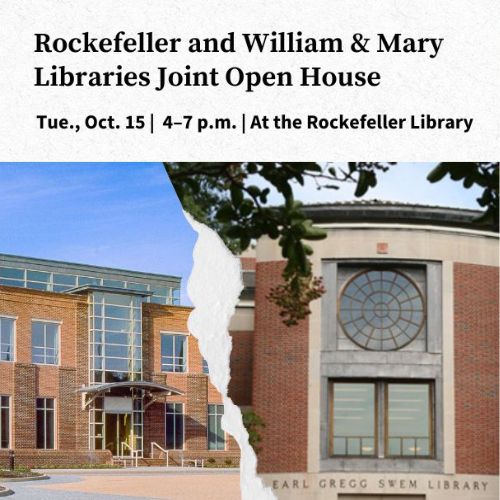 John D. Rockefeller Jr. Library at Colonial Williamsburg and the Special Collections Research Center at at William & Mary | 4pm